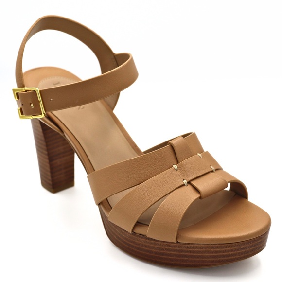 Lauren Ralph Lauren Soffia Platform High Heel Sandals US 10 Beige Ankle Strap